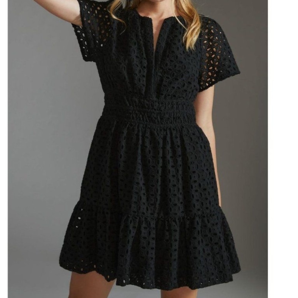 Anthropologie Somerset Dress Black Eyelet w/ Pockets!
